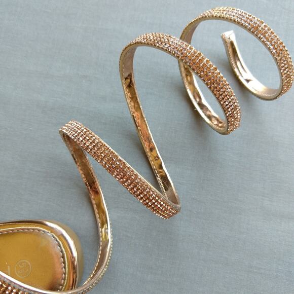 Rose Gold Gladiator Sandals size 5.5 new with imperfections spiral no tie flats - Picture 7 of 15